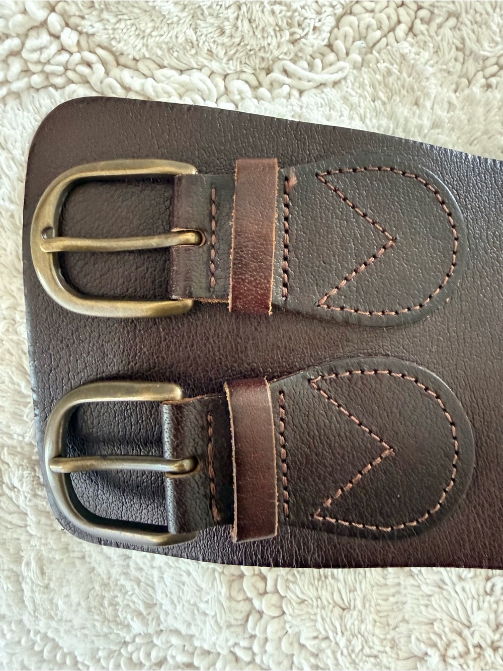 Linea Pelle Wide Double-Buckle Brown Leather Waist Belt size S - Picture 3 of 8
